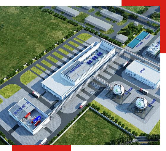 空分設備和工業氣體廠家的生產基地鳥瞰圖，展示制氮設備廠家、制氮機廠家和液氮廠家的現代化設施